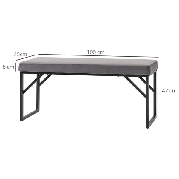 Stopppad bänk, 115x46x49 cm, Mörkgrå