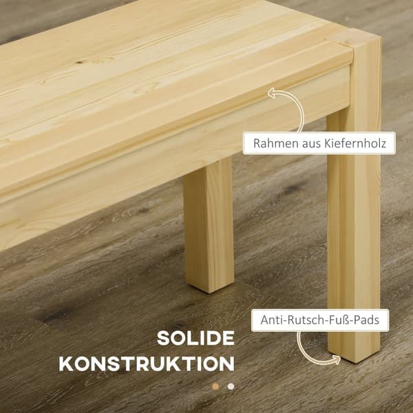 Bænk, 3-personers, 150x33x45 cm, Natur