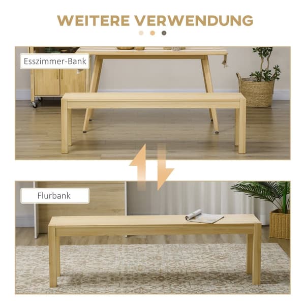 Bænk, 3-personers, 150x33x45 cm, Natur