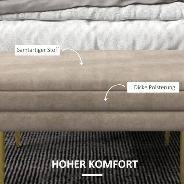 Polstret Bænk med Opbevaring, 79.5x37.5x43 cm, Beige