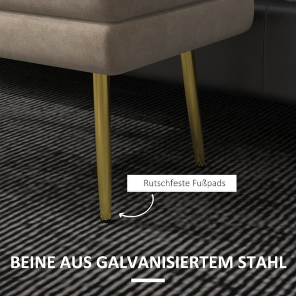 Polstret Bænk med Opbevaring, 79.5x37.5x43 cm, Beige