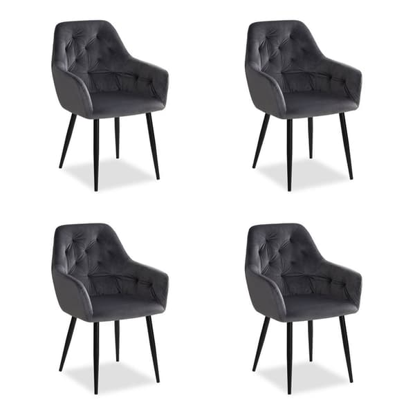 Matsalsstolar Set, Äggstolar Sammetsgrå Fåtöljer, 59x89x62.5 cm, Grå