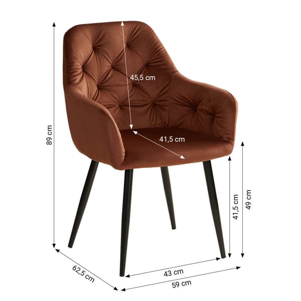 Ruokapöydän tuolien setti, Samettiset ruskeat Eames-tuolit, 59x89x62.5 cm, Ruskea