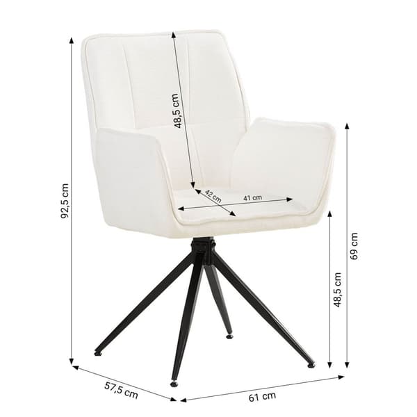 Spisebordsstol, 61x92.5x57.5 cm, Hvid