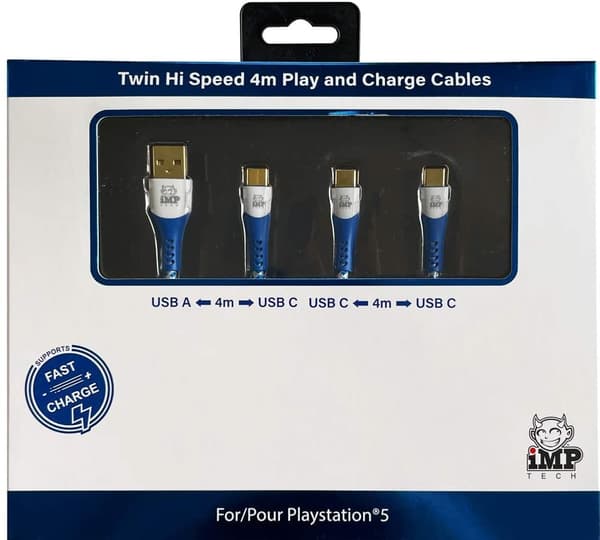 IMP (4m) Braided Fast Charge  Play Cable TWIN Pack (ps5)