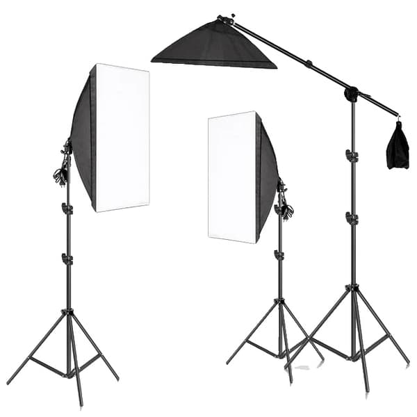 Valokuvausvalaisinsetti, softbox-valot, jatkuva valaistus, 2kpl 20W 3pcs No Bulbs