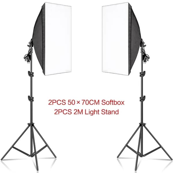 Valokuvausvalaisinsetti, softbox-valot, jatkuva valaistus, 2kpl 20W