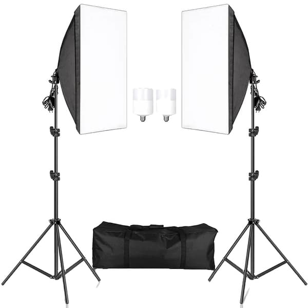 Valokuvausvalaisinsetti, softbox-valot, jatkuva valaistus, 2kpl 20W