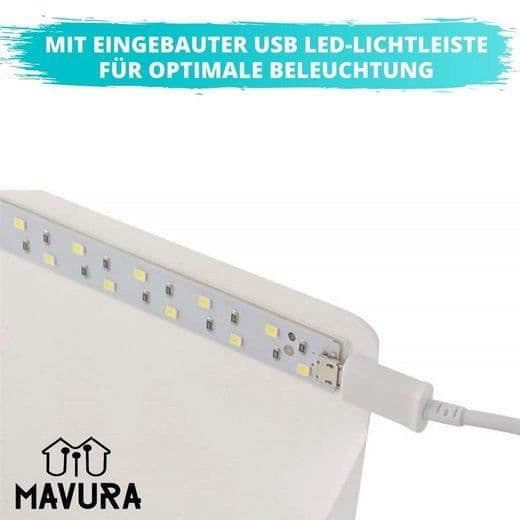MAVURA hopfällbar fotolåda - Professionell LED-fotostudio med miniljustält - Vit