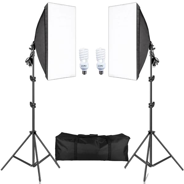 Fotografi Softbox Belysningskit, 50x70CM Softbokse, 2M Lystativer,45W pærer