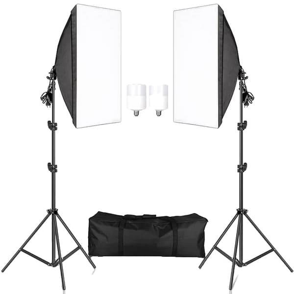 Valokuvausvalaisinsetti, softbox-valot, jatkuva valaistus, 2kpl 20W