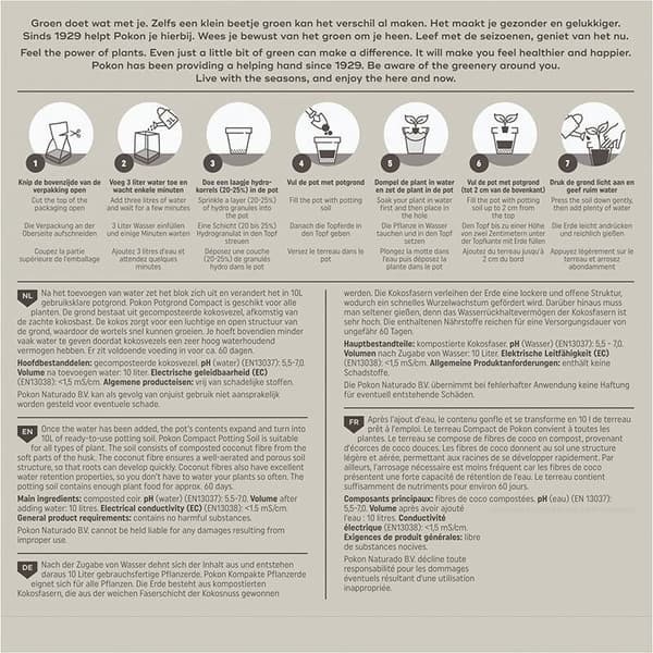 Pokon krukjord Kompakt - Kokosjord - Inomhus och utomhus - 50 liter