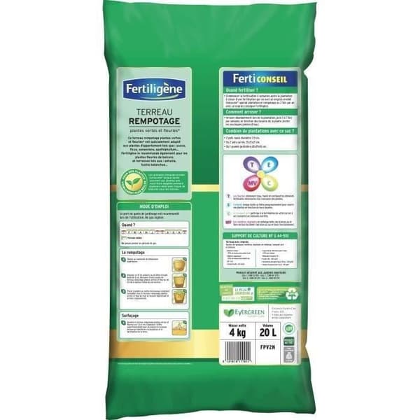 FERTILIGENE - Krukjord för gröna och blommande växter 20L - Stimulerar tillväxt, ger näring och grönar kontinuerligt