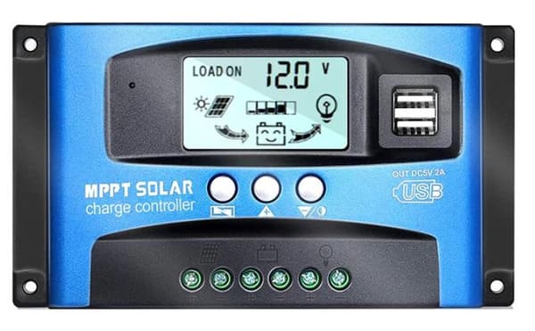 Solcellsregulator MPPT 40A, för solpaneler och strömföring, 2xUSB, urladdningsskydd