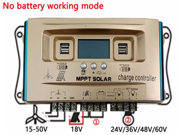 Solcellsregulator / Laddningsregulator, vindkraft 40A, MPPT