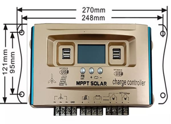 Solcellsregulator / Laddningsregulator, vindkraft 40A, MPPT