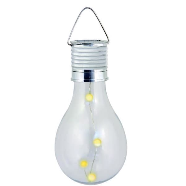 Solcellslampa - VELAMP - Glödlampaform - Vit - Ekonomisk - Kompakt och elegant design