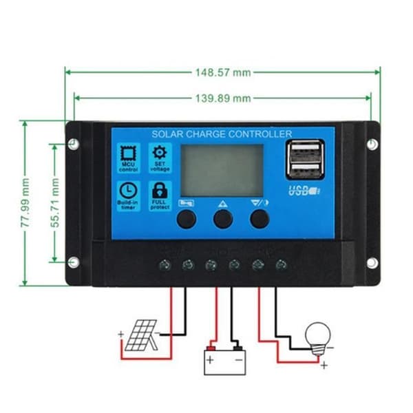 30A 12V 24V (30A) AB070 Automatisk Solar Charge Controller PWM Controller