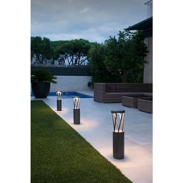 Lampe balise - Estudi Ribaudí - TWIST - Mörk grå - 1 glödlampa - LED - Utomhus