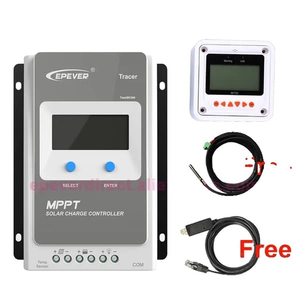 MPPT aurinkolataussäädin, LCD-näyttö, 12v 24v yhteensopivuus, 4210AN MT50-kaapelit