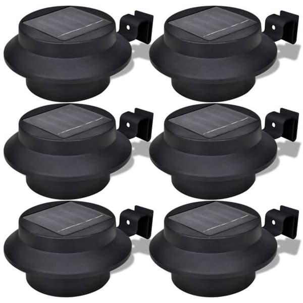 Solfjärrande 3 LED-lampa för staket / ränna / trädgård Svart 6 st 41180