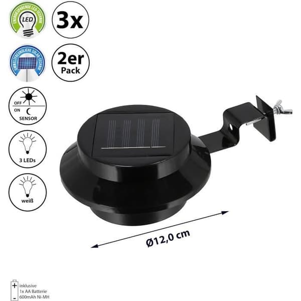 Set med 6 rännlampor för solenergi - Plast - 12 x 6 x 12 cm - Järn - Utomhusrännebelysning (1 set [J3663]