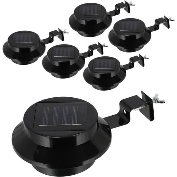 Set med 6 rännlampor för solenergi - Plast - 12 x 6 x 12 cm - Järn - Utomhusrännebelysning (1 set [J3663]