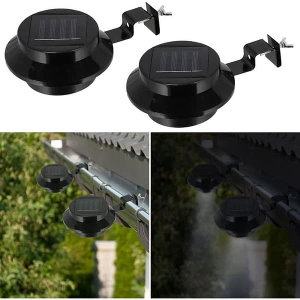 Set med 2 Solar rännlampor - 12 x 6 x 12 cm - Plast och järn - Rännbelysning - Utomhusbelysning[J3662]
