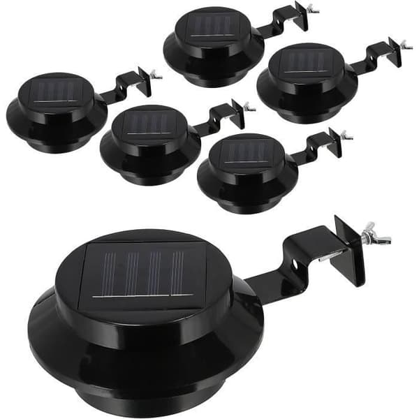 Set med 6 solcellslampor för plast- och järnränna - utomhusbelysning - solenergi