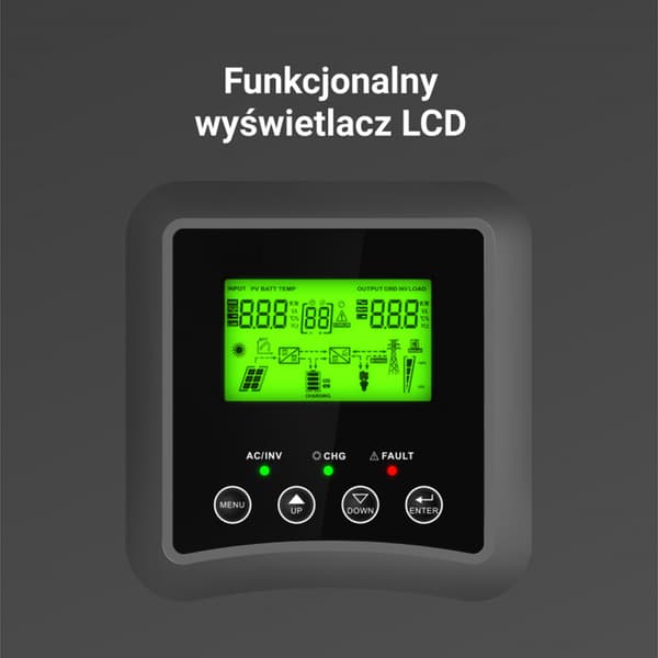 Green Cell - Solar Inverter Off Grid Inverter med MPPT Solar Charger 48VDC 230VAC 3000VA/3000W Pure Sine Wave