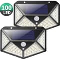 Miniatyrbild 1 av 4: Letouch 2-pack utomhussolarlampa 100 lysdioder Rörelsesensorbelysning 270 Vattentät Kraftfull 1800mAh trådlös,BD12602
