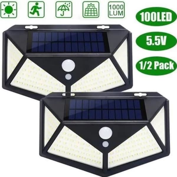 2-pack 100 LED utomhussolljus Rörelsesensor Vägglampa