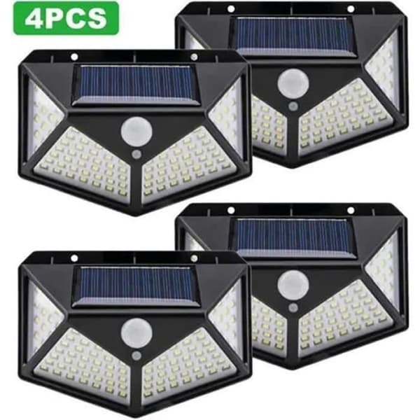 Solcellar trädgårdslampa Solcellslampa utomhus 100 LED Vattentät solbelysning med rörelsedetektor Säkerhetslampa X4