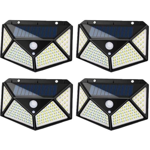 Hengxin-4-pack utomhussollampa 100 LED-belysning Rörelsesensor Vägglampa