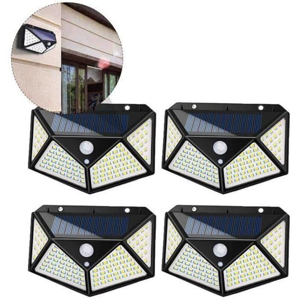 Kindly-Outdoor Solar Lamp 100 LED 4 Pack Outdoor Solar Lighting Rörelsesensor Lighting 270 Vattentät IP65 för trädgård