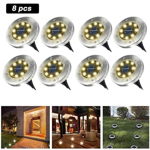 8 st Solar Utomhusbelysning 8 LED - Varm Vit Solar Mark Lampor för utomhus, trädgård, terrass, gräsmatta