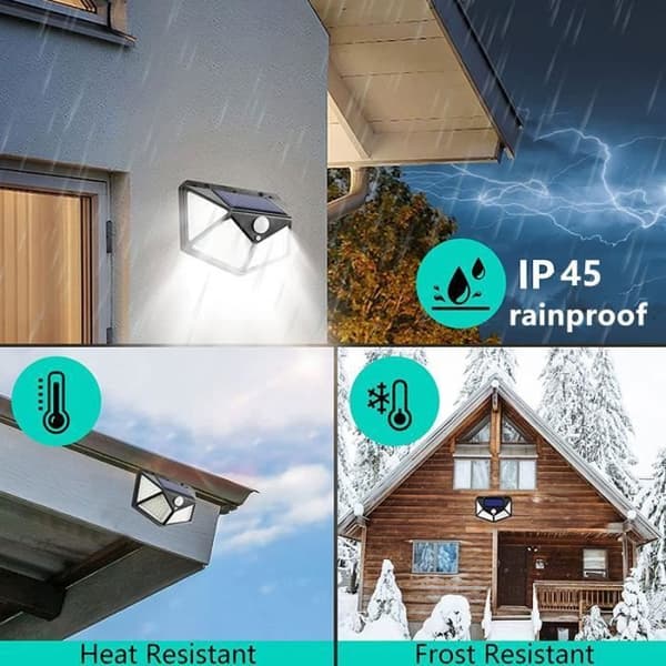 Utomhussollampa 2-pack 100 LED 1200 mAh Regntät utomhusbelysning 120° Solljusrörelsesensor 120°