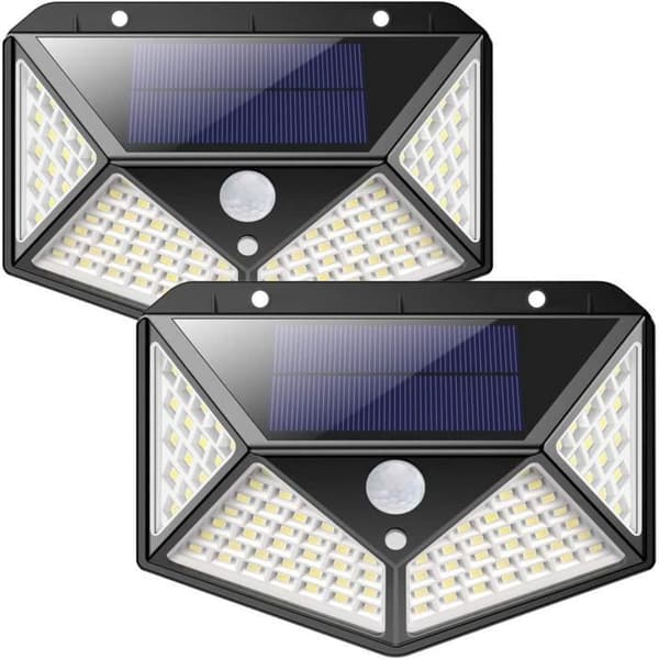 Utomhussollampa 2-pack 100 LED 1200 mAh Regntät utomhusbelysning 120° Solljusrörelsesensor 120°