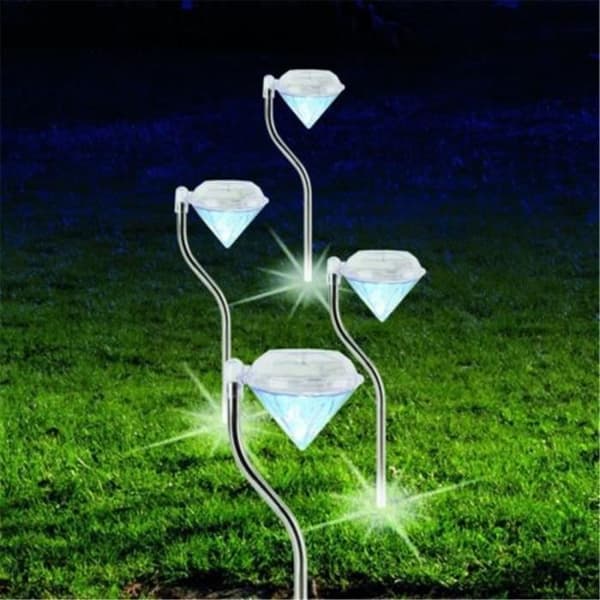 Color Changing Diamond Solar Lamp - Ny - 30cm - Vit - Batteri