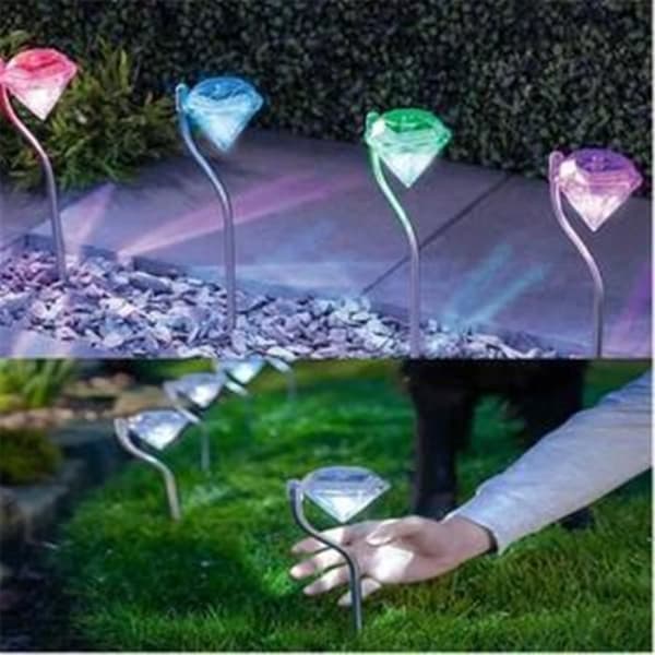 Color Changing Diamond Solar Lamp - Ny - 30cm - Vit - Batteri