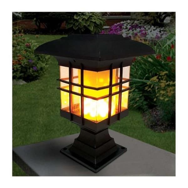 Solarlampa för trädgård med flameffekt - GENERIC - Svart - Integrerad LED - Solenergi - Samtida