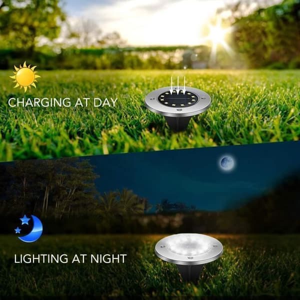 Utomhussollampa 12 LED, 12st Garden Ground Light 6000K Vattentät IP65 infälld Solar Light Spotlight