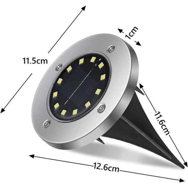 Utomhussollampa 12 LED, 12st Garden Ground Light 6000K Vattentät IP65 infälld Solar Light Spotlight