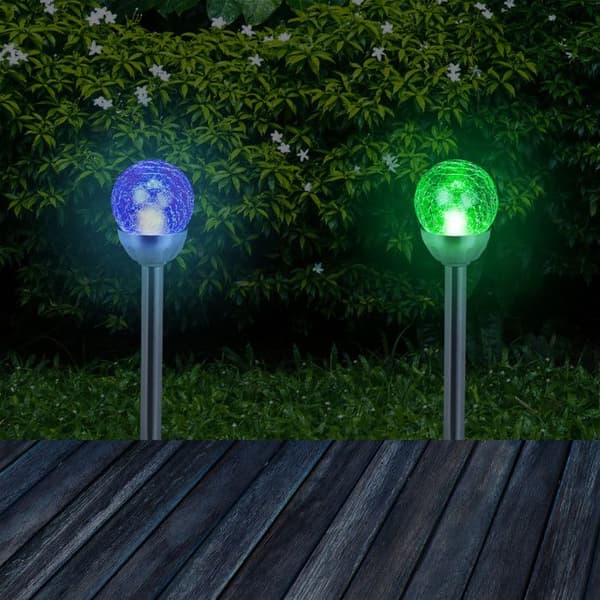 Relaxdays Trädgårdslampor Glaskula i 4-pack, solenergilampor med bränd effekt, vattentåliga, färgförändring
