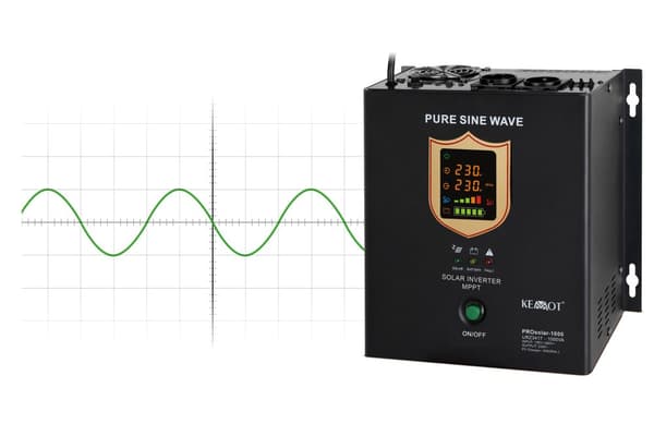 Väggmonterad solomvandlare (inverter) KEMOT PROsolar-1000 (12V 230V 1000VA/700W)