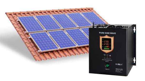 Seinälle asennettu aurinkosähkömuunnin (invertteri) KEMOT PROsolar-2500 (24V 230V 25000VA/1800W)
