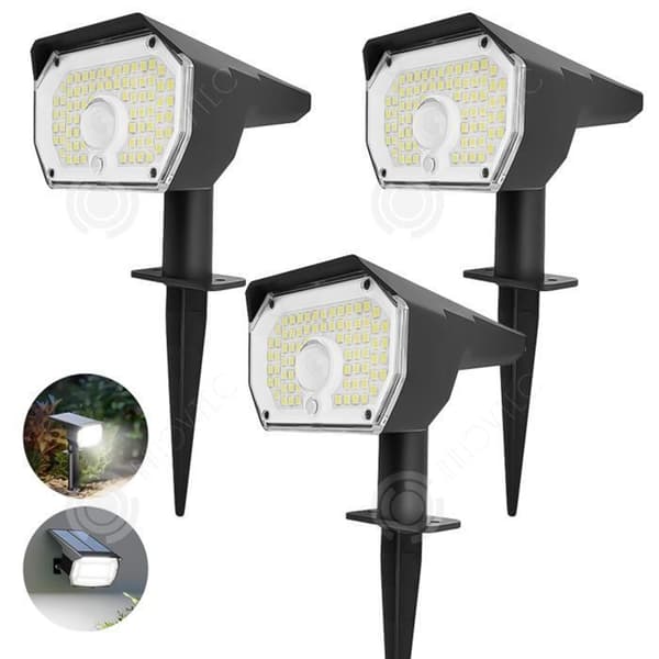 INN Utomhussollampa 3 st 76LED Lamp Beads 3 Ljuslägen Utomhusgatuljus Människokroppssensorlampa
