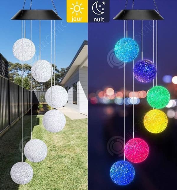 INN Solar Wind Chimes Lamp 78cm LED Utomhus Vattentät Dekorativa Lampor Sfäriska Ambient Light String Lights