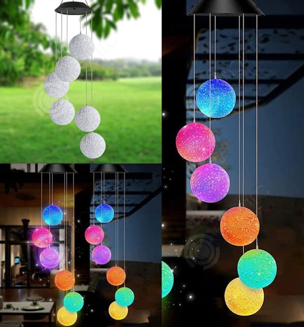 INN Solar Wind Chimes Lamp 78cm LED Utomhus Vattentät Dekorativa Lampor Sfäriska Ambient Light String Lights