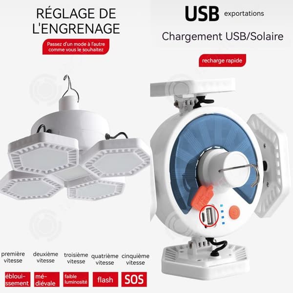 INN IPX4-lampa 15,8x12cm LED-solcampinglampa med 5 ljuslägen och fjärrkontroll fyrsidig campinglampa